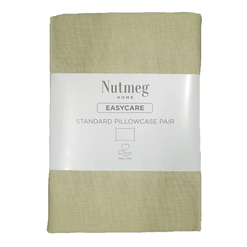 Nutmeg Easycare Sage Green Standard Pillowcases 