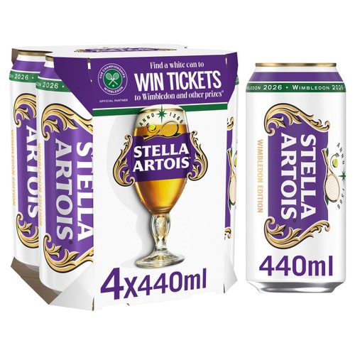 Stella Artois Premium Lager Beer Cans 4x440ml