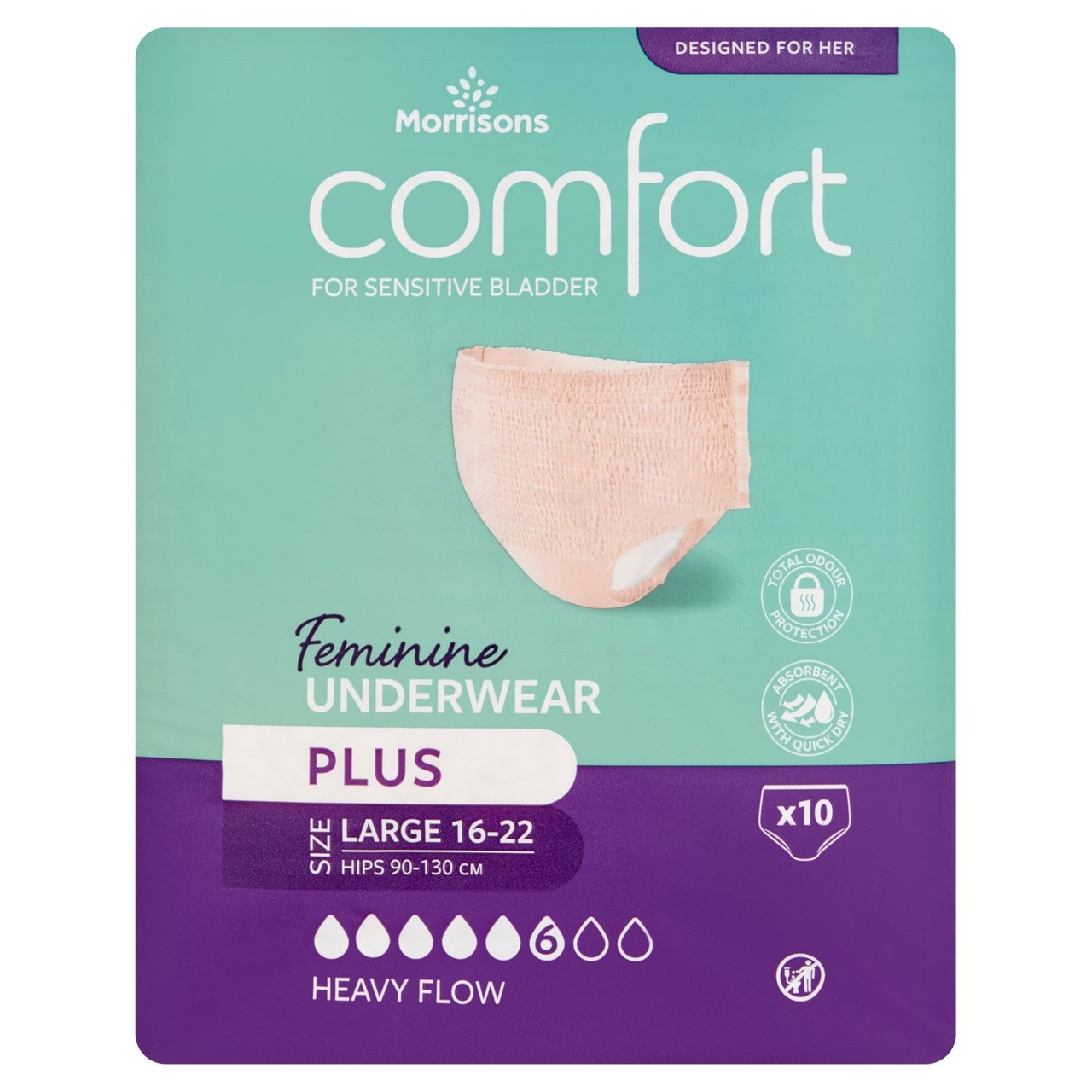 Morrisons Incontinence Discreet Comfort Fit Underwear Pants Large 10 Pack