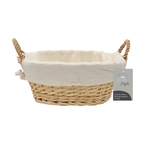 JML Acacia Round Willow Storage Basket Honey