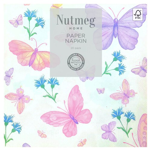 Nutmeg Home Butterfly Napkins 