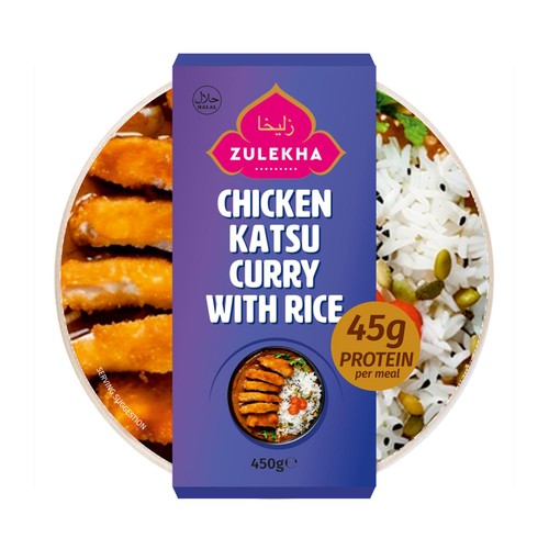 Zulekha High Protein Halal Chicken Katsu Curry With Rice 450g