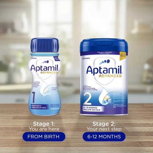 Aptamil Advanced 1 First Baby Milk Formula Liquid Ready to Feed from Birth