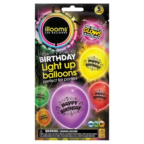 Illooms 5 LED Birthday Light Up Balloons