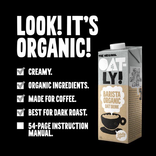 Oatly Oat Drink Barista Organic Long Life 1L