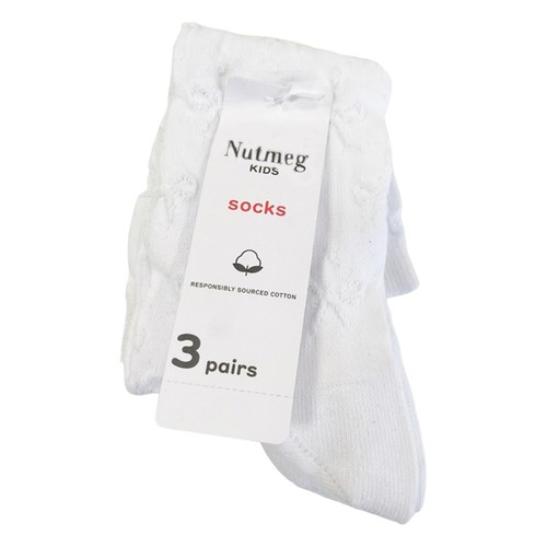 Nutmeg 9-12 Girls White Knee High Sock 