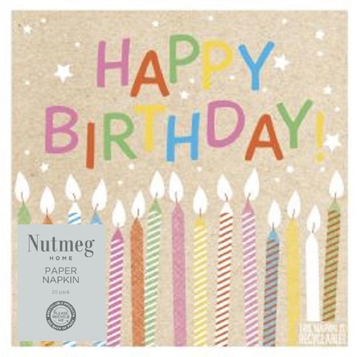 Nutmeg Home Happy Birthday Candles Napkins