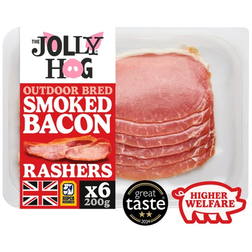 The Jolly Hog 6 Double Smoked Back Bacon Rashers 200g
