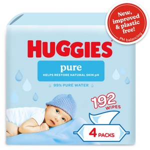 Huggies Pure Plastic Free Baby Wipes 4 x 48 Pack 192 per pack