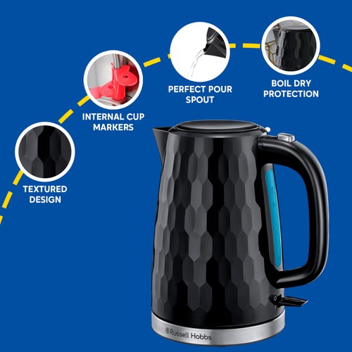 Russell Hobbs Cordless Electric Honeycomb Kettle Black 26051