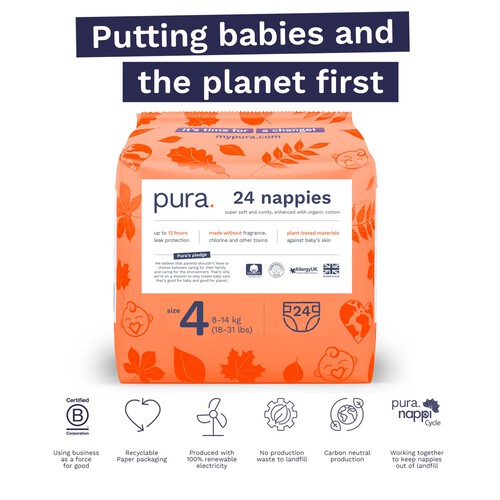 Pura Soft Baby Nappies Size 4 (24 pack)