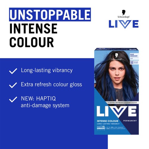 LIVE Intense Colour Permanent Hair Dye U67 Blue Mercury