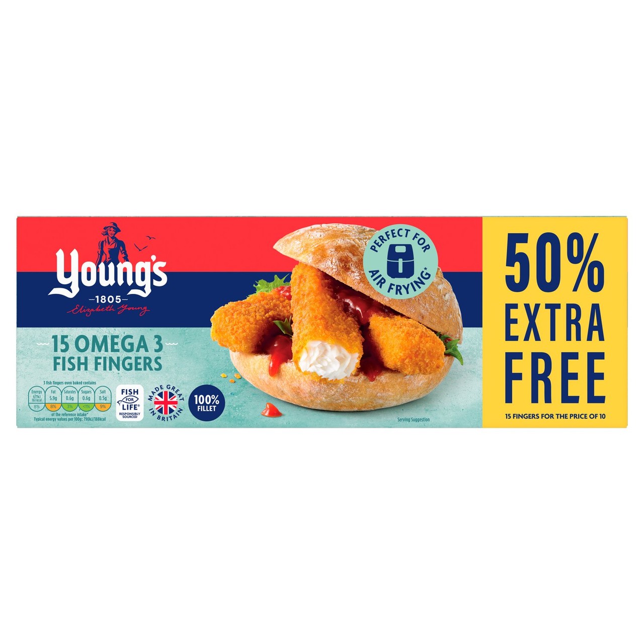 Young's 15 Omega 3 Fish Fingers 50% Extra Free