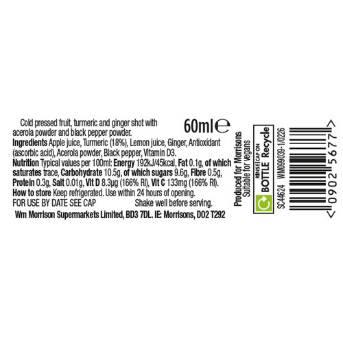Morrisons Turmeric Shot 60ml