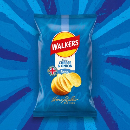 Walkers Cheese & Onion Multipack Crisps 6 Pack x 25g