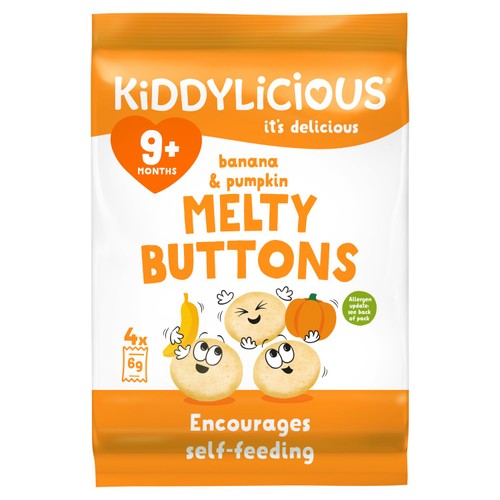 Kiddylicious Banana & Pumpkin Melty Buttons Baby Snacks