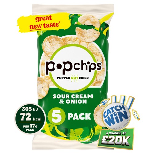 Popchips Sour Cream & Onion Multipack Crisps 5 Pack