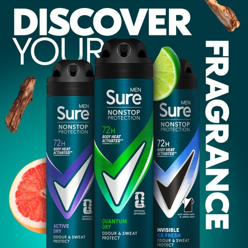Sure For Men Quantum Dry Anti Perspirant Nonstop Deodorant 150ml