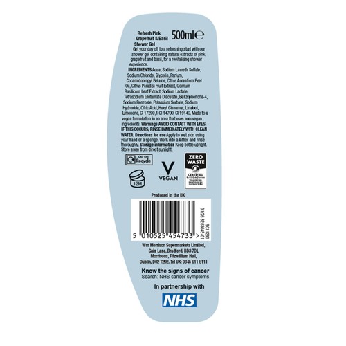 Morrisons Refresh Pink Grapefruit & Basil Shower Gel 500ml
