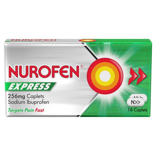 Nurofen Express 256mg Pain Relief Caplets Ibuprofen