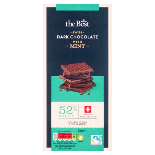 Morrisons The Best 52% Cocoa Dark Chocolate With Mint Oil   100g