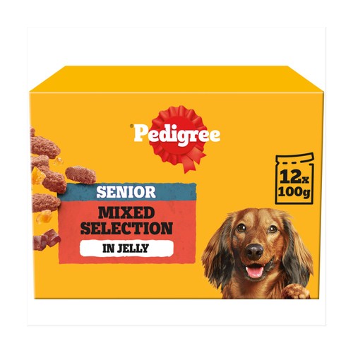 Pedigree Senior Wet Dog Food Mixed Pouches in Jelly 12 x 100g
