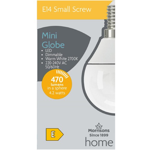 Morrisons Led Mini Globe 470 Lumens 4.2W Ses Dimmable 2700K