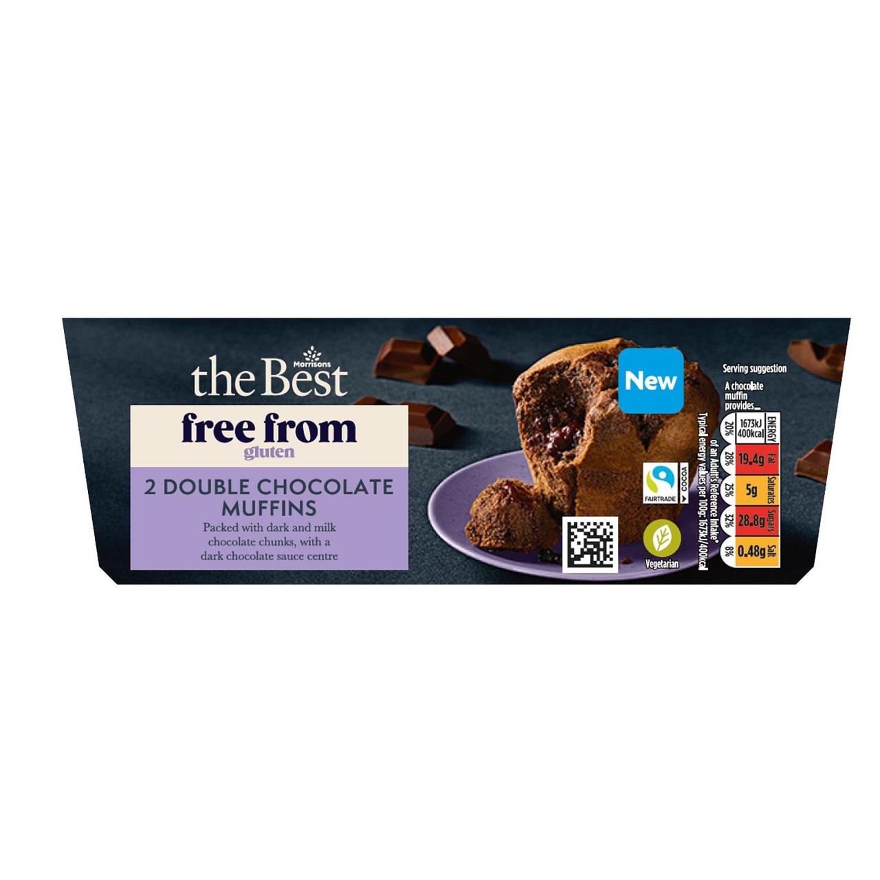 Morrisons The Best Free From Gluten 2 Double Chocolate Muffins 200g