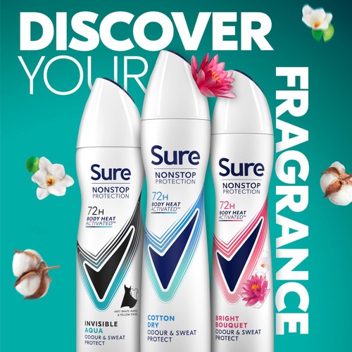 Sure Antiperspirant Deodorant Nonstop Protection Cotton Dry 250ml