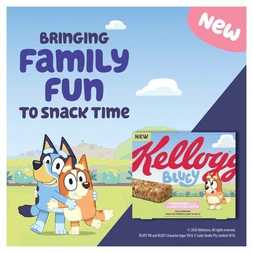 Kellogg's Bluey Strawberry & White Chocolate Cereal Bars 4 x 25g