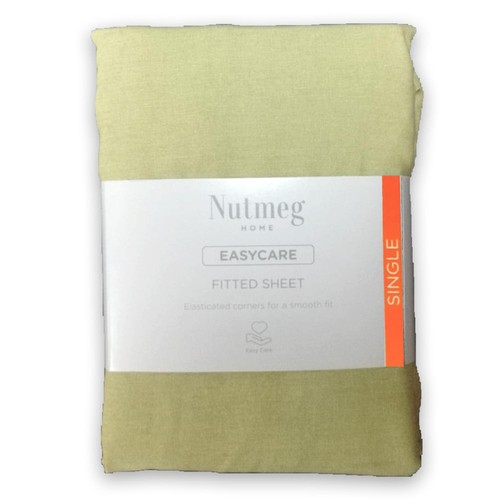 Nutmeg Easycare Sage Green Single Fitted Sheet