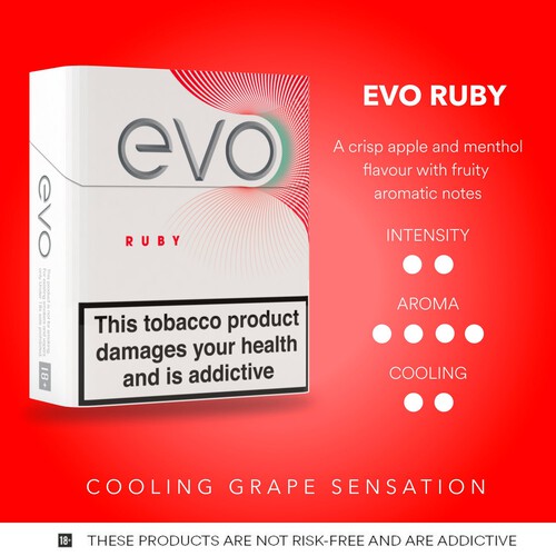 EVO Ruby Tobacco Sticks Designed Exclusively For Heating 20 Pack