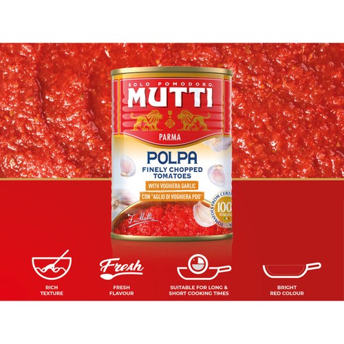 Mutti Finely Chopped Tomatoes with Garlic 400g
