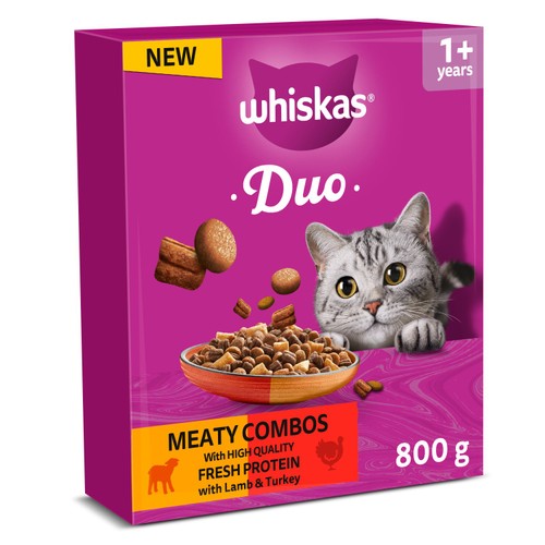 Whiskas 1yr Cat Complete Dry Duo Meaty Combos