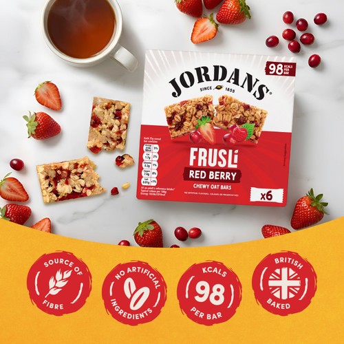 Jordans Frusli Juicy Red Berry Chewy Oat Cereal Bars 6 x 25g