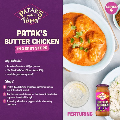 Patak's Butter Chicken Indian Curry Cooking Sauce 450g