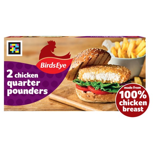 Birds Eye 2 Chicken Quarter Pounders Burgers 227g