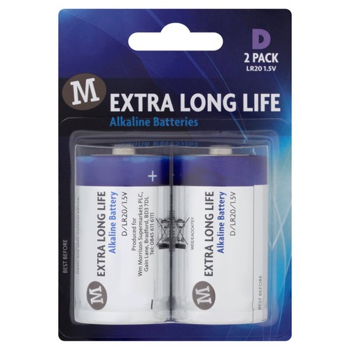 Morrisons extra long life alkaline battery d