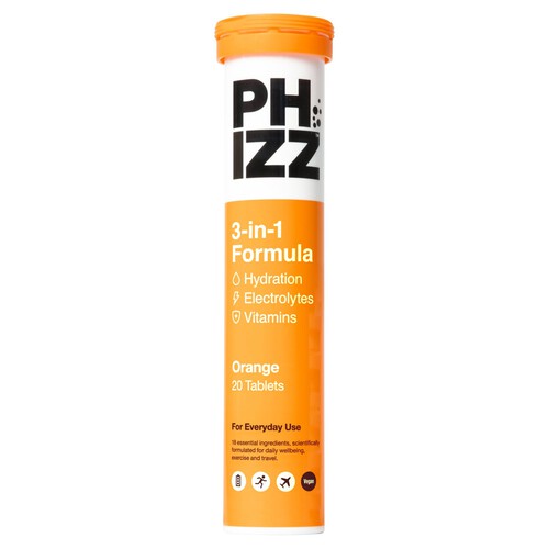 Phizz Orange 3in1 Hydration Electrolytes And Vitamins Effervescent 20s