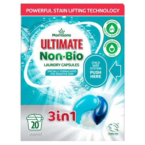 Morrisons 3 in 1 Ultimate Non-Bio Laundry Capsules 20 Washes