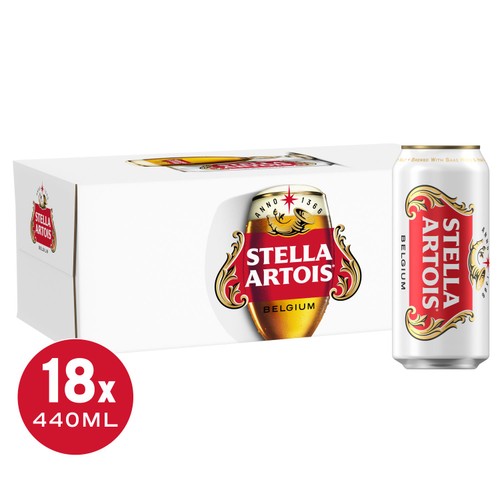Stella Artois Premium Lager Beer Cans  18 x 440ml