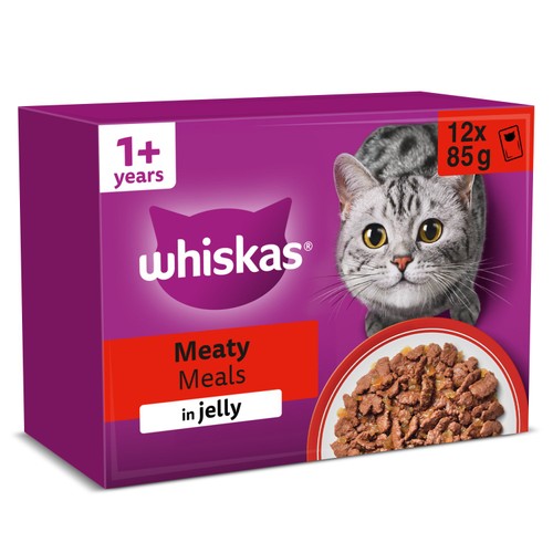 Whiskas 1+ Meaty Meals Adult Wet Cat Food Pouches in Jelly