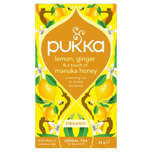 Pukka Organic Lemon Ginger & Manuka Honey 20 Immunity Herbal Tea Bags