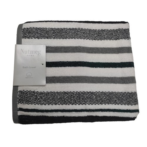 Nutmeg Home Grey & Green Stripe Bath Towel