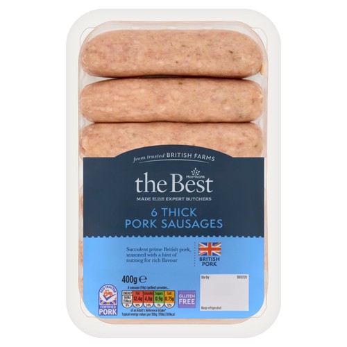 Morrisons The Best 6 Thick Pork Sausages 400g