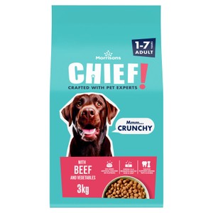 Morrisons Chief Dry Adult Dog Food With Beef & Veg 3Kg