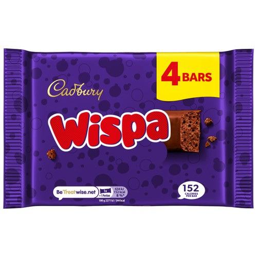 Cadbury Wispa Chocolate Bar 4 Pack Multipack