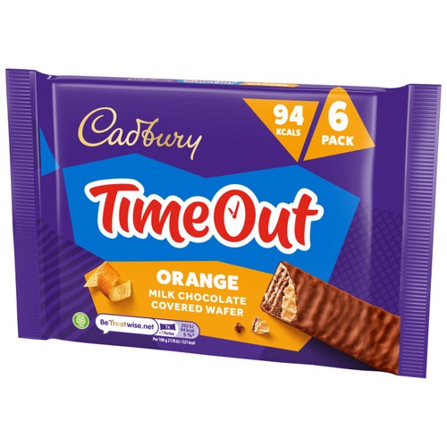 Cadbury Timeout Wafer Orange Chocolate Biscuit Bars 6 Pack