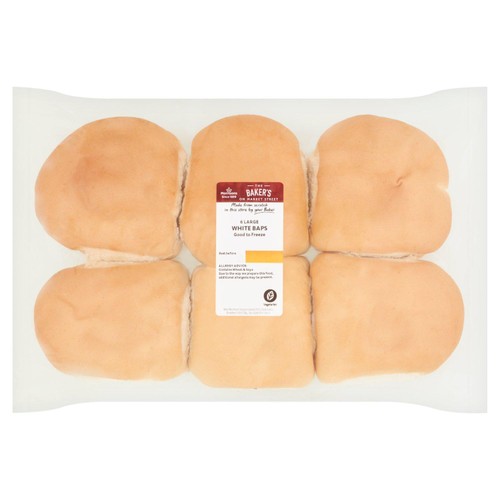 Morrisons 6 Large White Baps