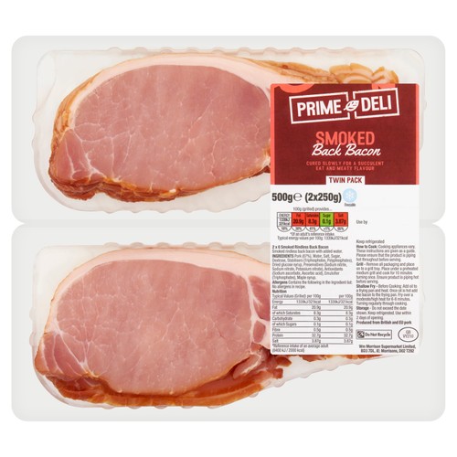 Morrisons Prime Deli Smoked Back Bacon Twin Pack 500g